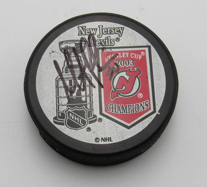 Martin Brodeur HOF Signed 2003 Stanley Cup Champions Hockey Puck PSA 194251