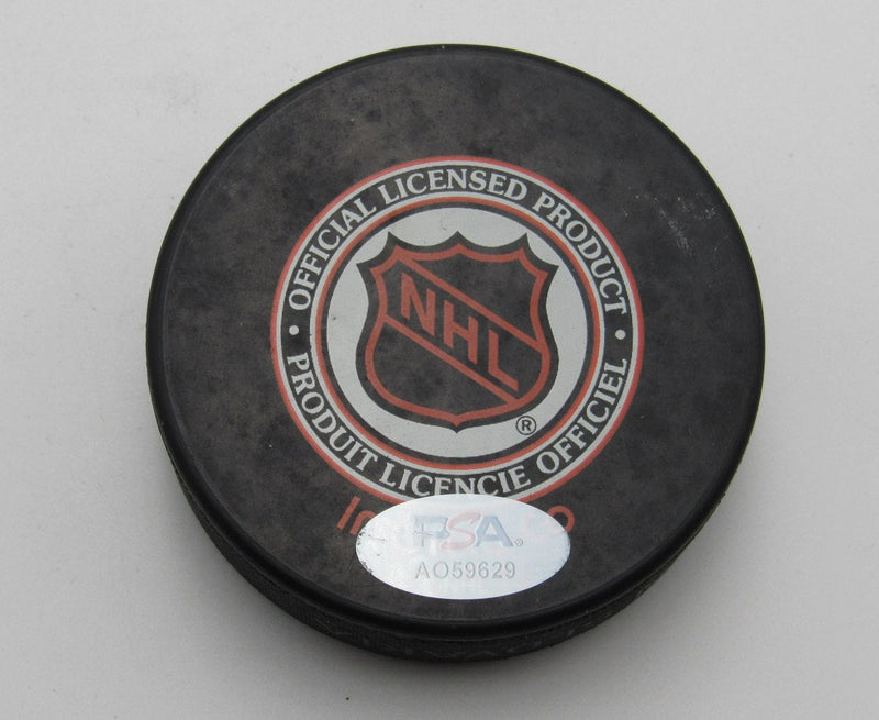 Brian Leetch HOF Signed 1994 Stanley Cup Champ Hockey Puck Rangers PSA 194266