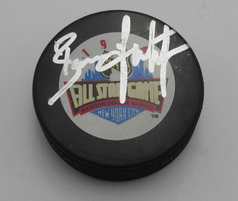Brian Leetch HOF Signed/Auto 1994 All Star Game Hockey Puck Rangers PSA 194278