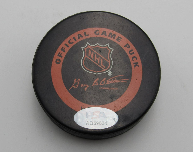 Ray Bourque/Bobby Orr HOF Dual-Signed Bruins Official Game Hockey Puck PSA2