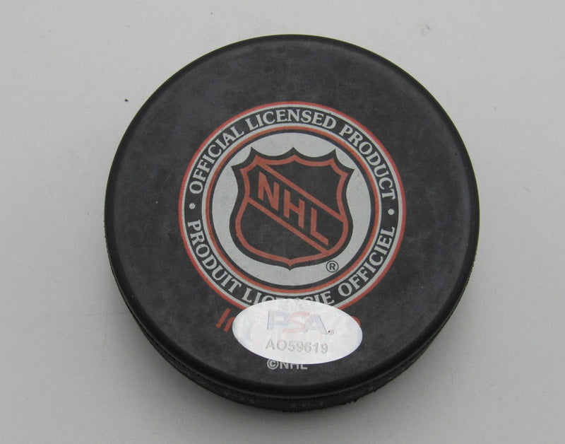 Brian Leetch HOF Signed 1994 Stanley Cup Champ Hockey Puck Rangers PSA 194286