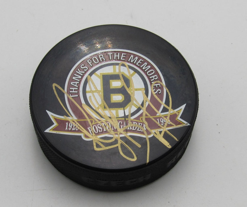 Ray Bourque HOF Signed Boston Gardens Hockey Puck Boston Bruins PSA 194296