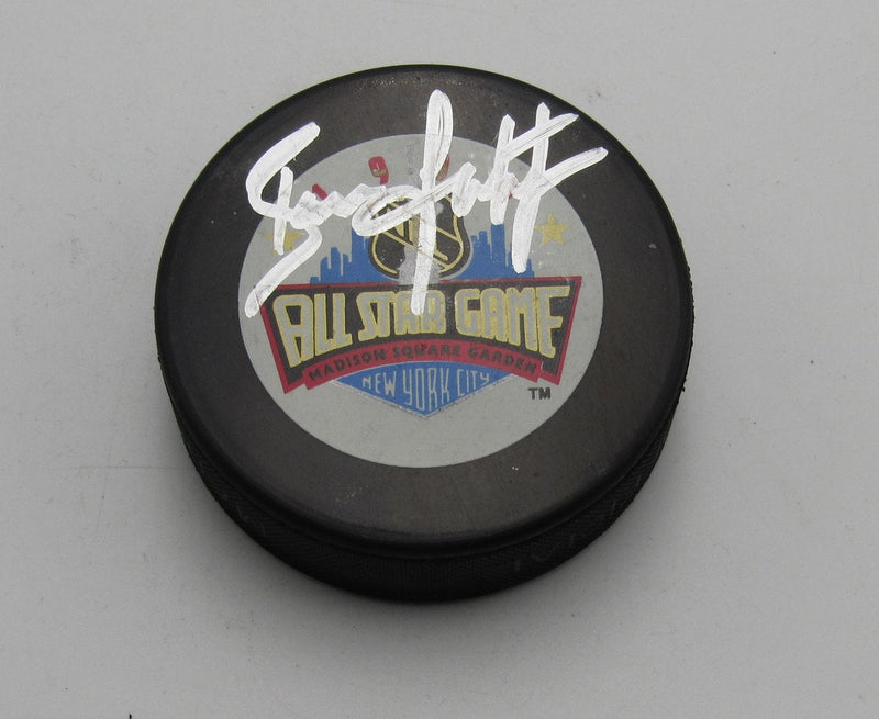 Brian Leetch HOF Signed/Auto 1994 All Star Game Hockey Puck Rangers PSA 194304