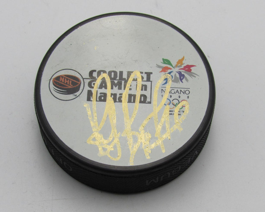 Ray Bourque HOF Signed/Auto 1998 Nagano Hockey Puck Canadian Team PSA 194309