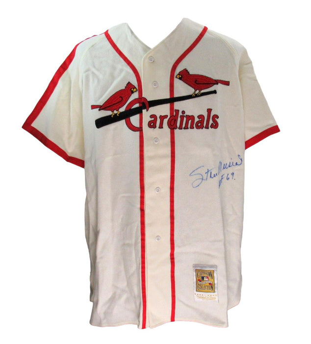 Stan Musial HOF Signed/Insc Mitchell & Ness Baseball Jersey Cardinals PSA 195277
