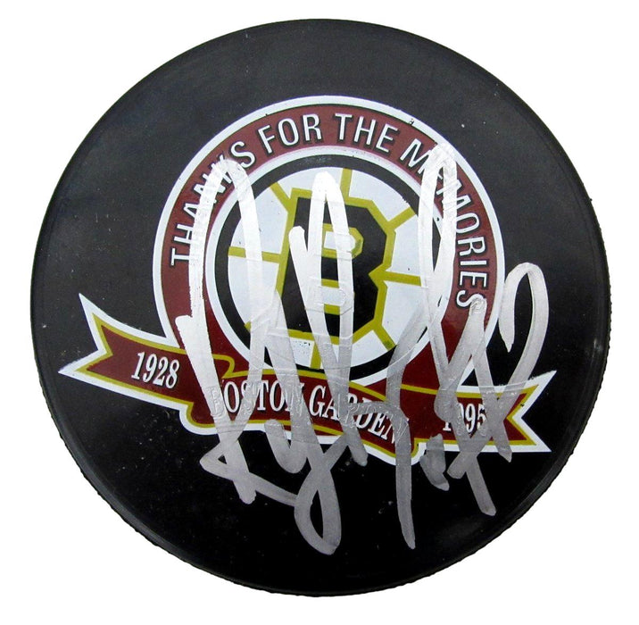 Ray Bourque HOF Signed Boston Gardens Hockey Puck Boston Bruins PSA 194257