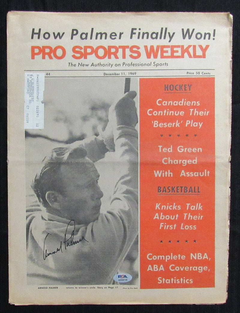 Arnold Palmer Signed December 11, 1969 Pro Sports Weekly Newspaper PSA 194712