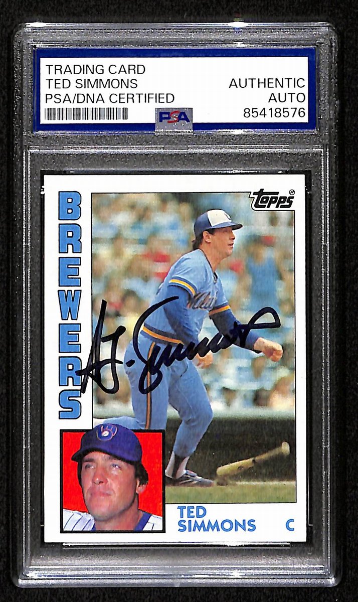 Ted Simmons HOF Brewers Signed/Auto 1984 TOPPS Card #630 PSA/DNA 193840