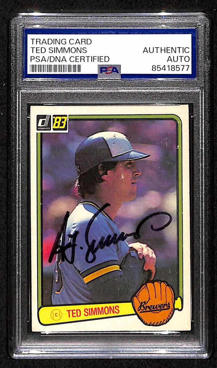 Ted Simmons HOF Brewers Signed/Auto 1983 Donruss Card #332 PSA/DNA 193841