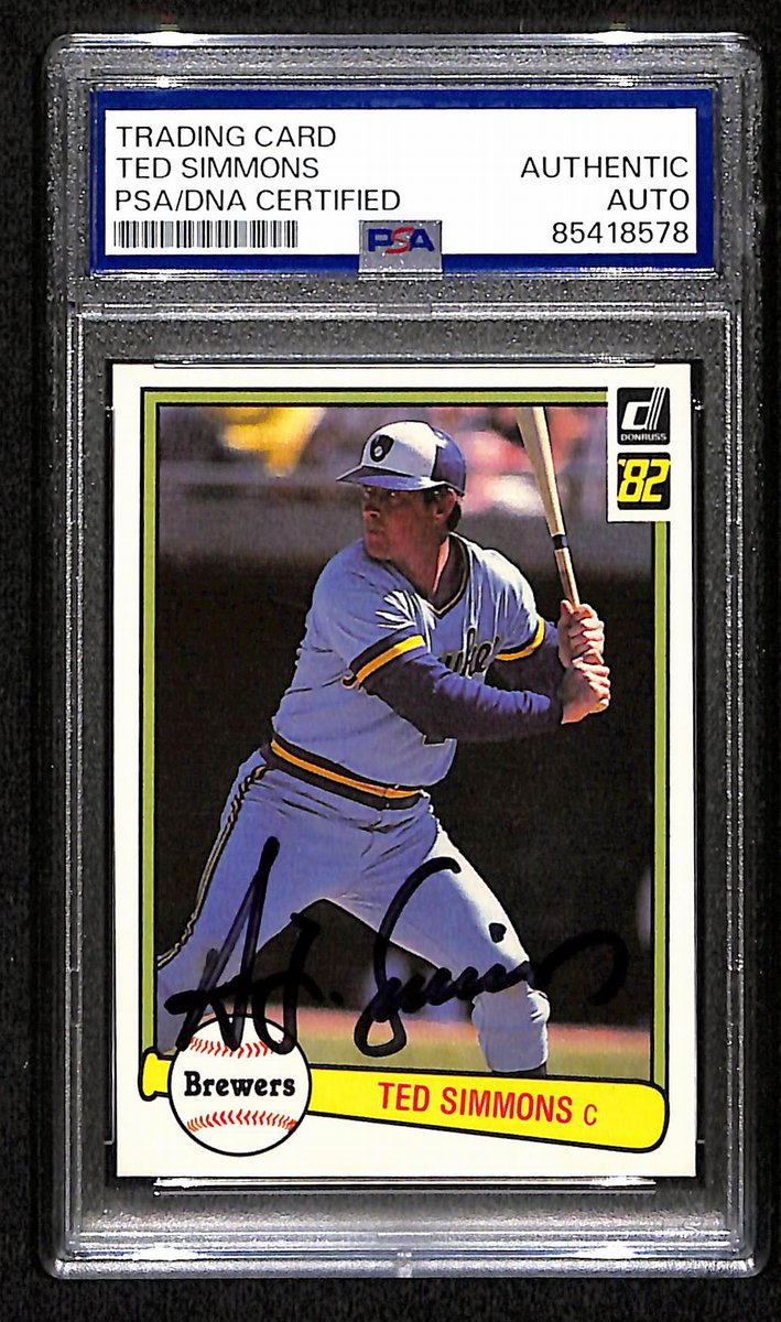 Ted Simmons HOF Brewers Signed/Auto 1982 Donruss Card #106 PSA/DNA 193842