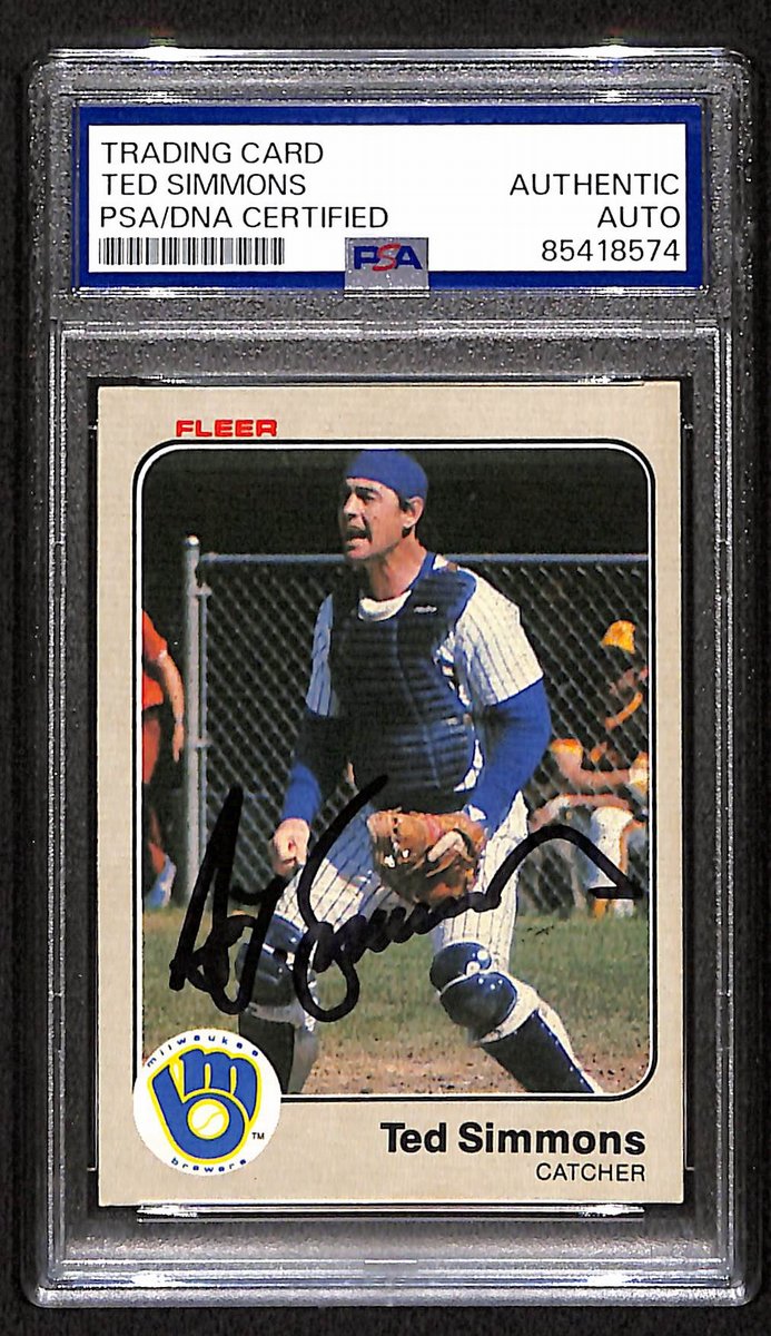 Ted Simmons HOF Brewers Signed/Auto 1983 Fleer Card #45 PSA/DNA 193843
