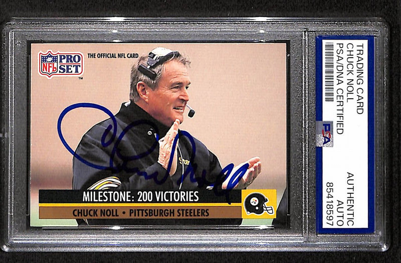 Chuck Noll HOF Steelers Signed/Autographed 1991 Pro Set Card #23 PSA/DNA 193846