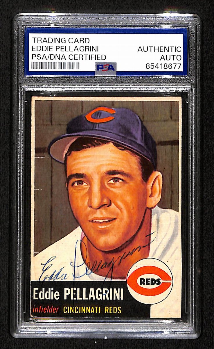 Eddie Pellagrini Reds Signed/Autographed 1953 TOPPS Card #28 PSA/DNA 193852