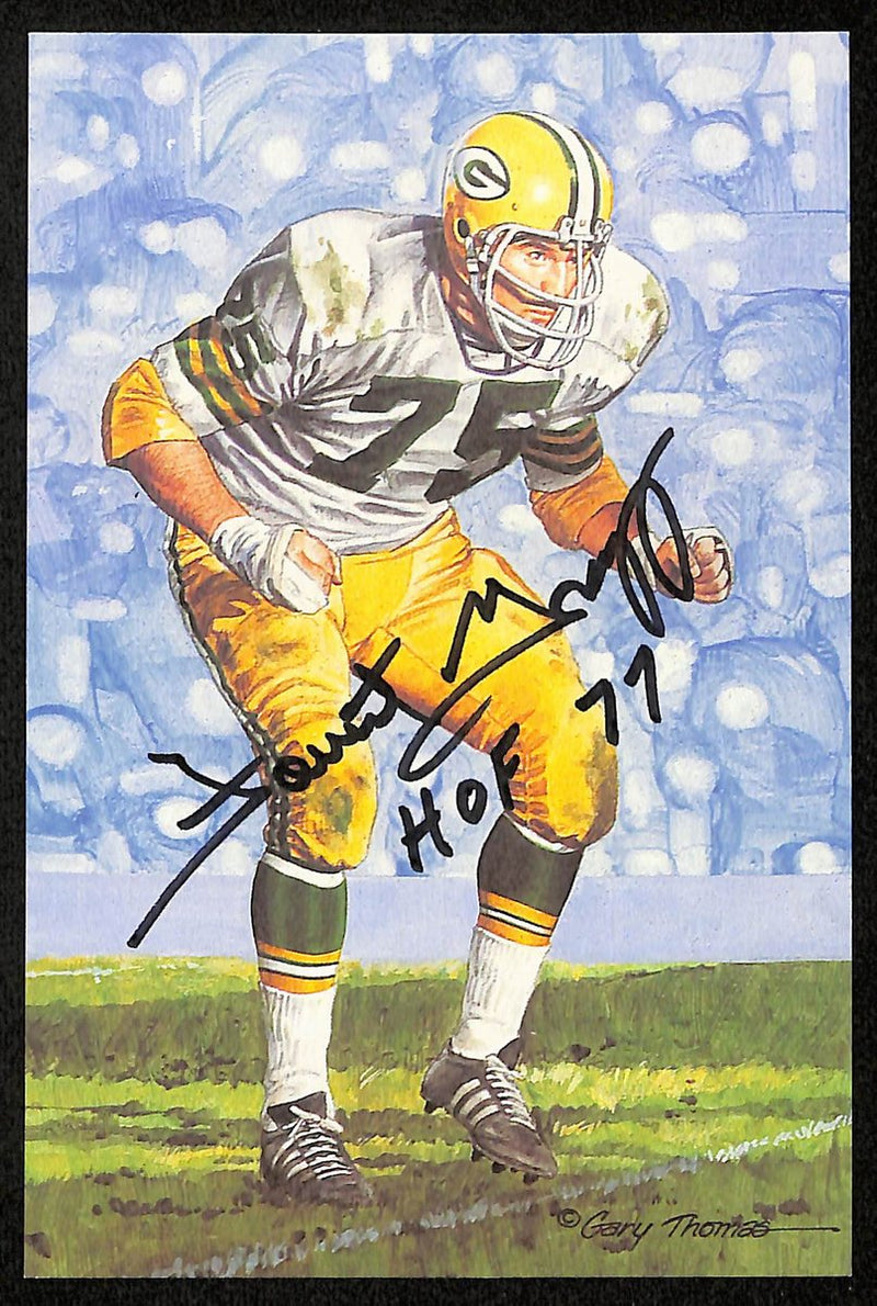 Forrest Gregg HOF Signed/Inscr 1991 Goal Line Art GLAC Postcard Packers PSA