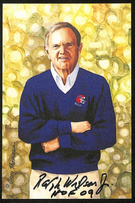 Ralph Wilson Jr. Signed/Insc GLAC Goal Line Art Postcard Gold Seal 62/100 PSA