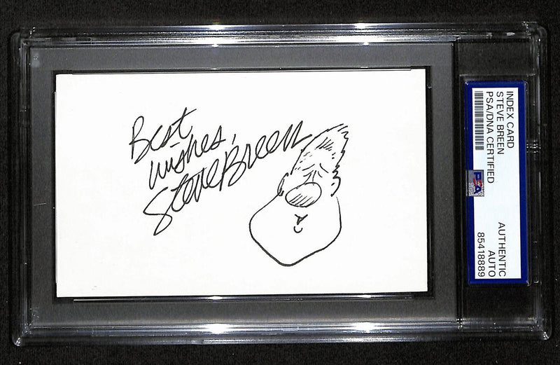 Steve Breen Signed/Inscr 3x5 Index Card Cartoonist "Political" PSA/DNA 193807