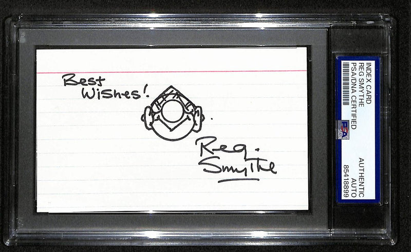 Reg Smythe Signed/Inscr 3x5 Index Card Cartoonist "Andy Capp" PSA/DNA 193811