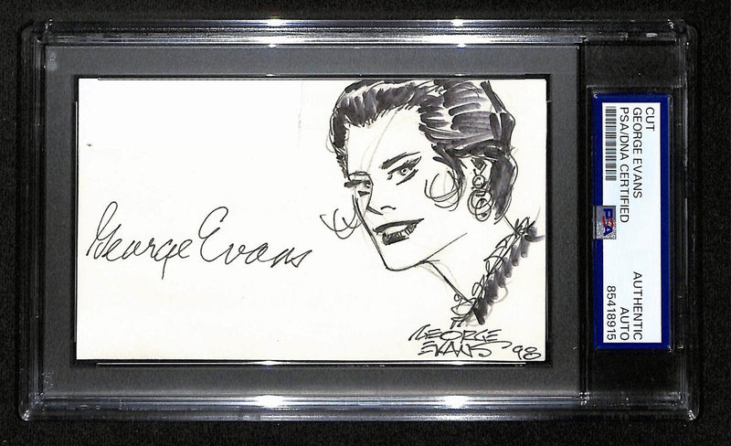 George Evans Signed/Autographed Cut on 3x5 Index Card Cartoonist PSA/DNA 193827