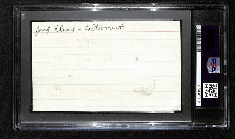 Jack Elrod Signed/Inscr 3x5 Index Card Cartoonist "Mark Trail" PSA/DNA 193830