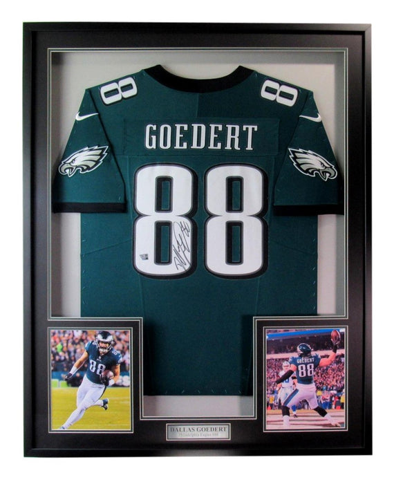Dallas Goedert Signed Football Jersey Philadelphia Eagles Framed Fanatics 194639