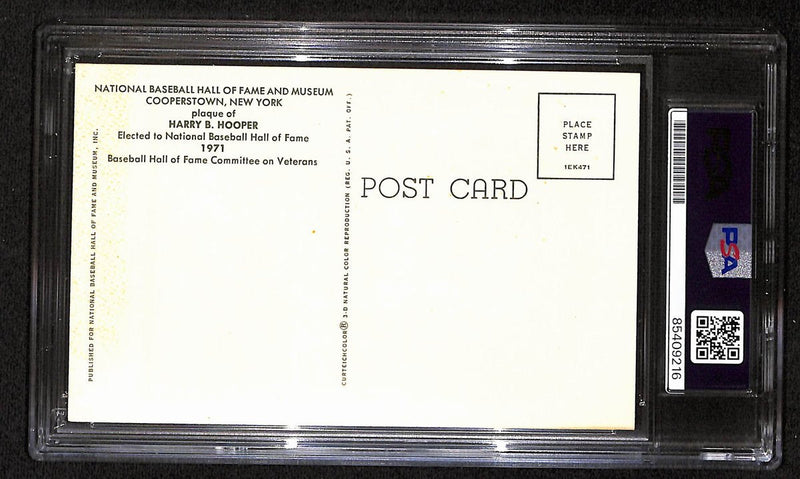 Harry Hooper Signed 3.5x5.5 Hall of Fame Plaque Post Card White Sox PSA 194922