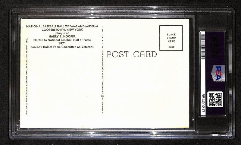 Harry Hooper Signed 3.5x5.5 Hall of Fame Plaque Post Card White Sox PSA 194925