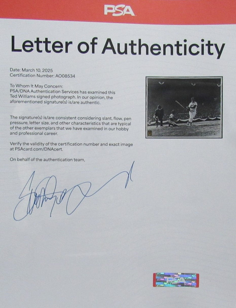 Ted Williams HOF Signed/Auto 16x20 B/W Photo Boston Red Sox PSA/DNA 194053