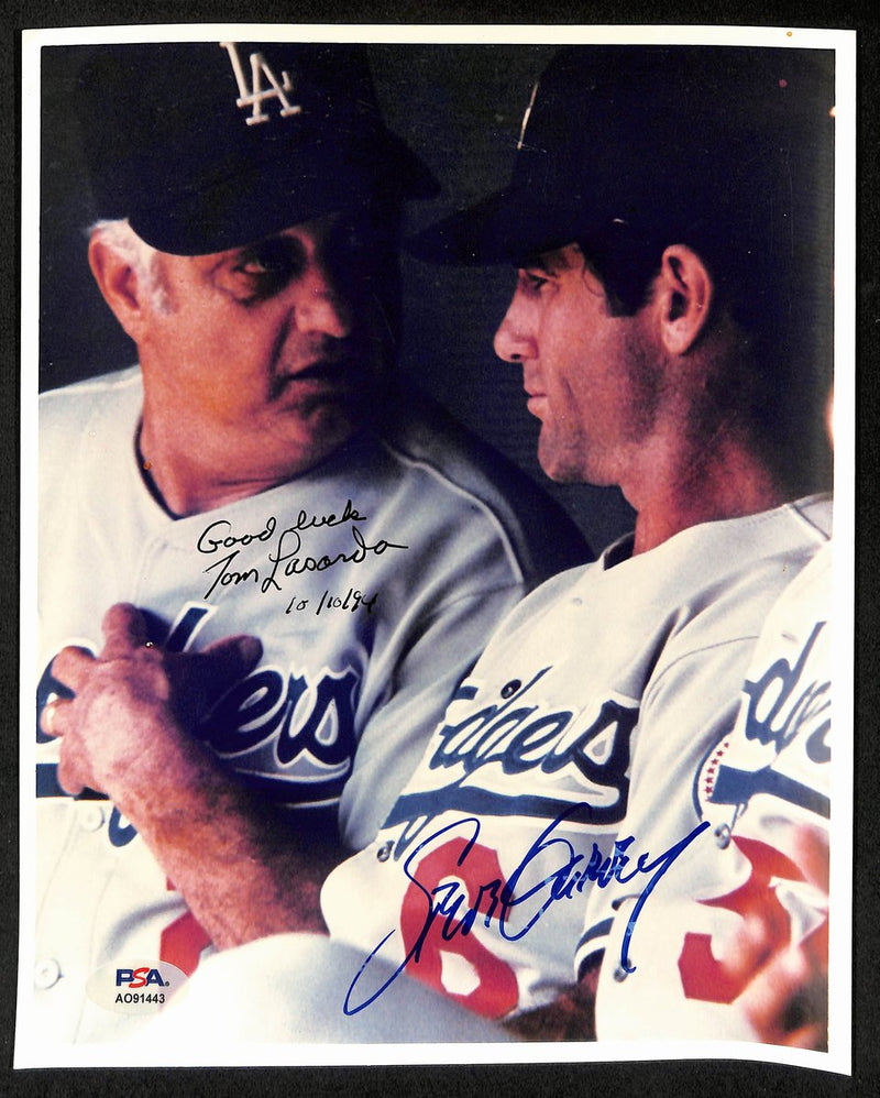 Tommy Lasorda/Steve Garvey Dual-Signed/Inscribed 8x10 Photo Dodgers PSA 194451