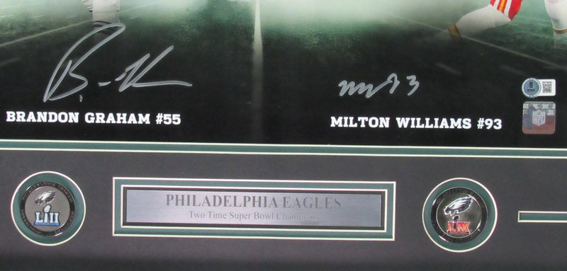 Brandon Graham/Milton Williams Signed 16x20 Photo Eagles SB LIX Framed JSA