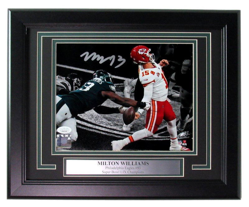 Milton Williams Signed/Autographed 8x10 Photo Eagles SB LIX Framed JSA 195568