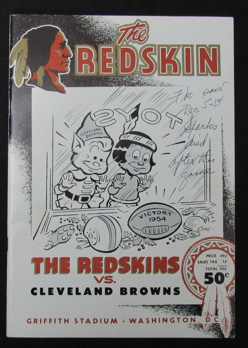December 5, 1954 Redskins vs. Browns NFL Football Game Program 194123