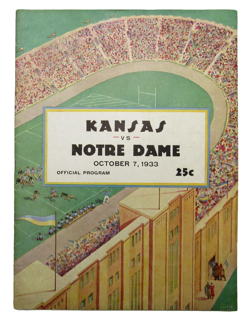 October 7, 1933 Kansas vs. Notre Dame NCAA Football Game Program 195581