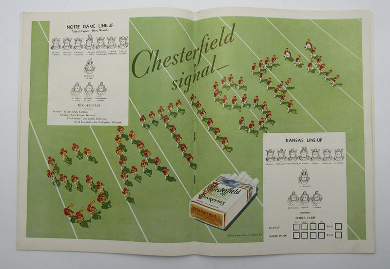 October 7, 1933 Kansas vs. Notre Dame NCAA Football Game Program 195581