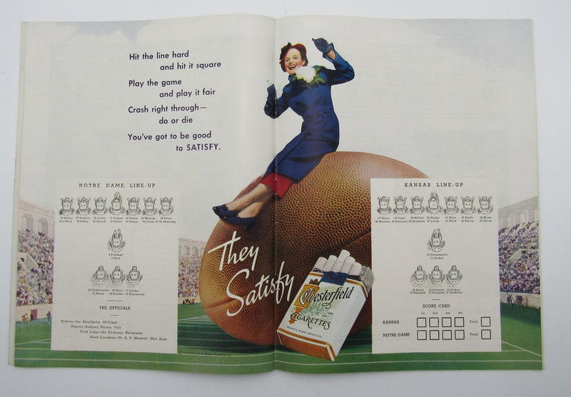 September 28, 1935 Kansas vs. Notre Dame NCAA Football Game Program 195585