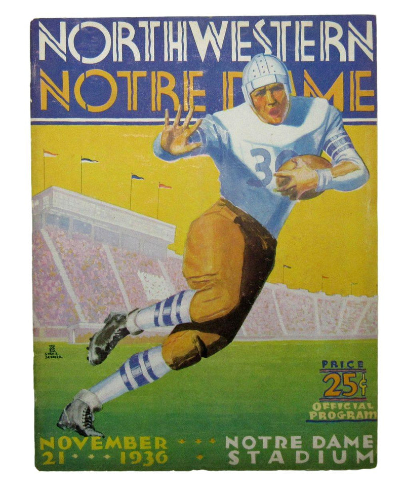 Nov. 21, 1936 North Western vs. Notre Dame NCAA Football Game Program 195589