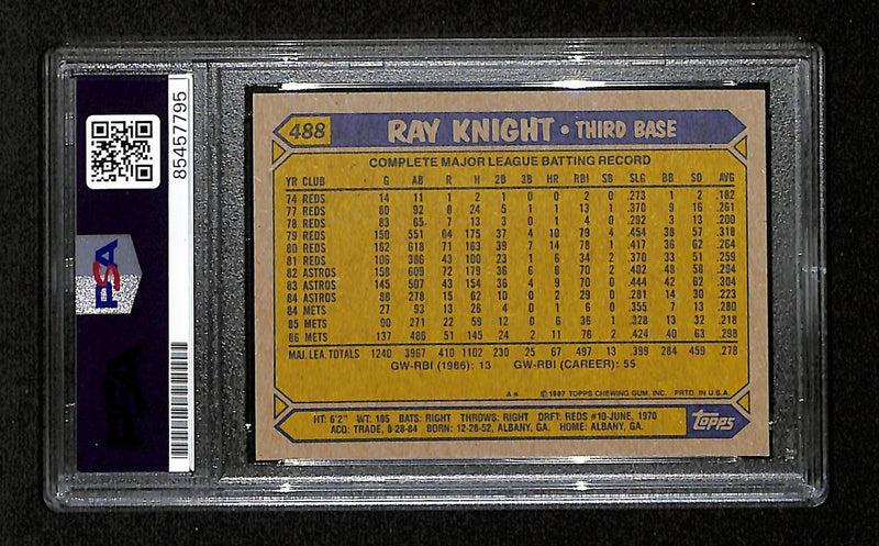 Ray Knight Signed/Autographed 1987 Topps Card #488 New York Mets PSA/DNA 195148