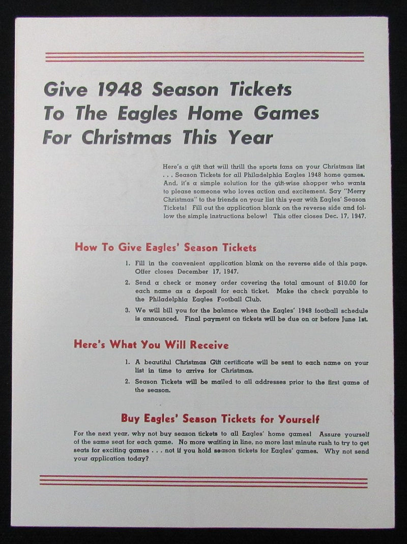 December 7, 1947 Philadelphia Eagles vs. Cardinals Football Game Program 194037