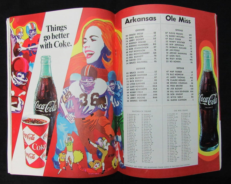1970 Sugar Bowl Ole Miss vs. Arkansas NCAA Football Game Program 194655