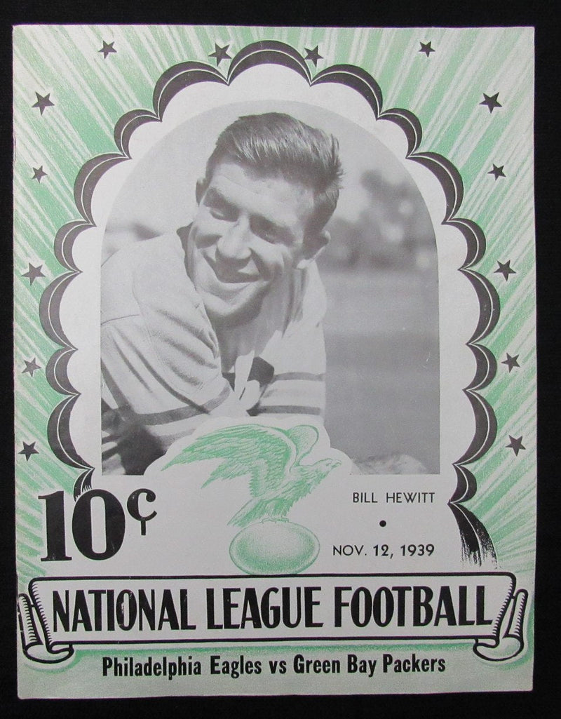 November 12, 1939 Philadelphia Eagles vs. Packers Football Game Program 194677