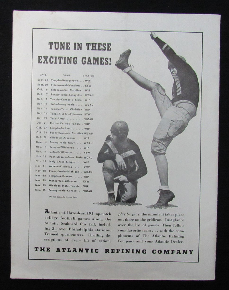 November 12, 1939 Philadelphia Eagles vs. Packers Football Game Program 194677
