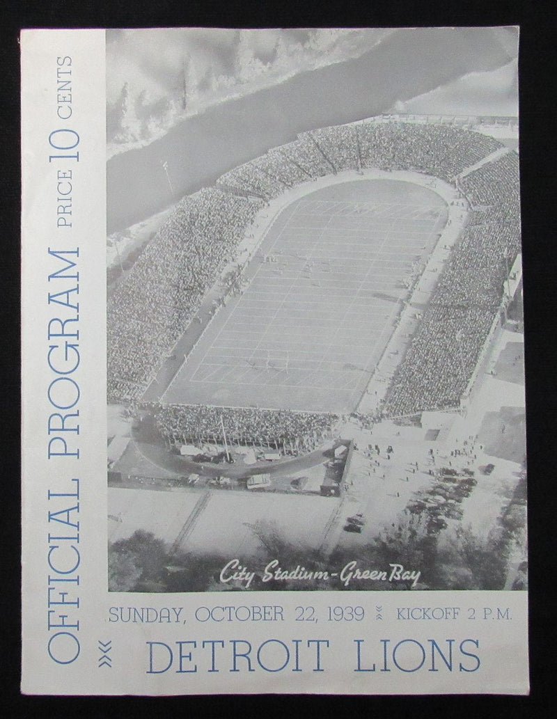 October 22,1939 Detroit Lions vs. Green Bay Packers Football Game Program 194678