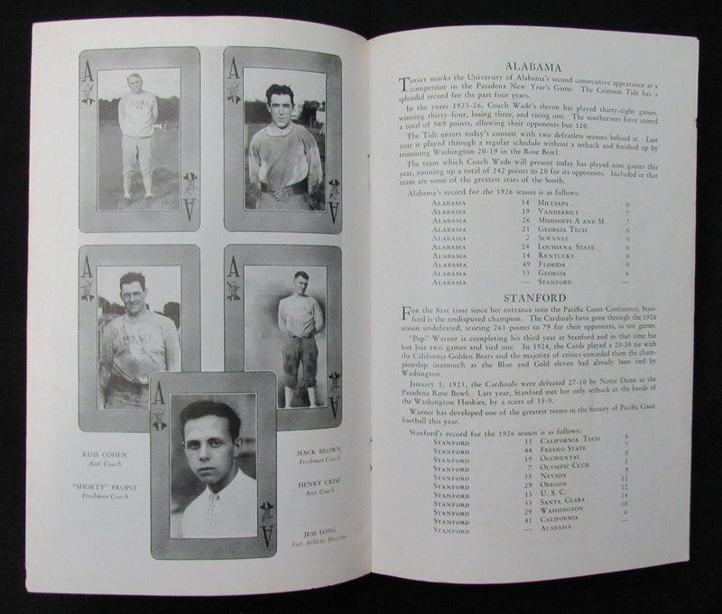 Vintage 1927 Alabama vs. Stanford NCAA Football Game Program 194679