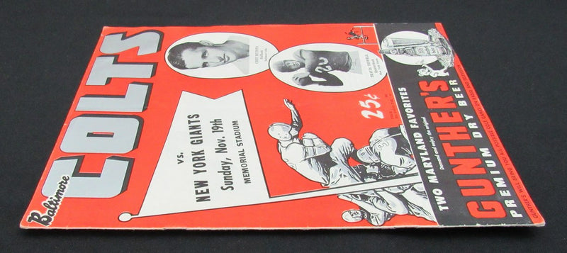 November 19, 1950 Baltimore Colts vs. NY Giants Football Game Program 195521