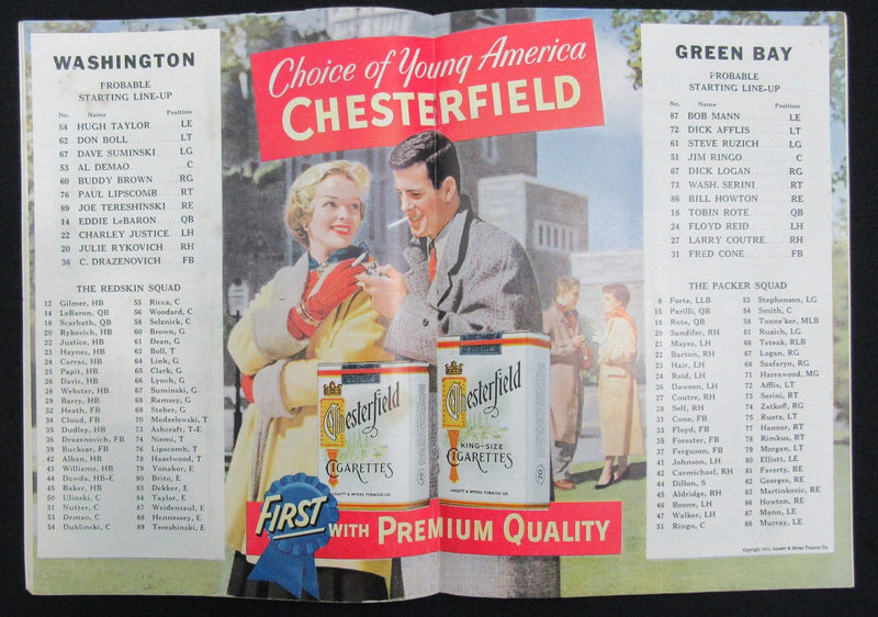 September 5, 1953 Redskins vs. Green Bay Packers Football Game Program 195491