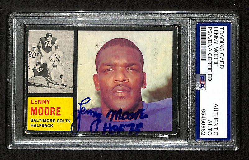 Lenny Moore HOF Signed/Inscr 1962 Topps Card #2 Baltimore Colts PSA/DNA 195066
