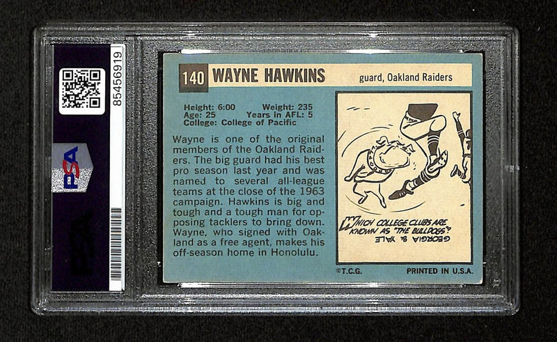 Wayne Hawkins Signed/Auto 1964 Topps Card #140 Oakland Raiders PSA/DNA 195096