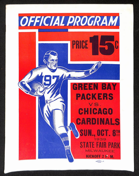 Oct. 8, 1939 Green Bay Packers vs Chicago Cardinals Football Game Program 193785