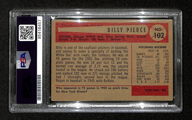 Billy Pierce Signed/Autographed 1954 Bowman Card #102 White Sox PSA/DNA 194812