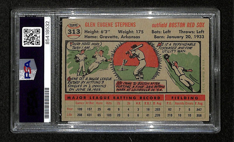 Gene Stephens Signed/Auto 1956 Bowman Card #313 Boston Red Sox PSA/DNA 194872
