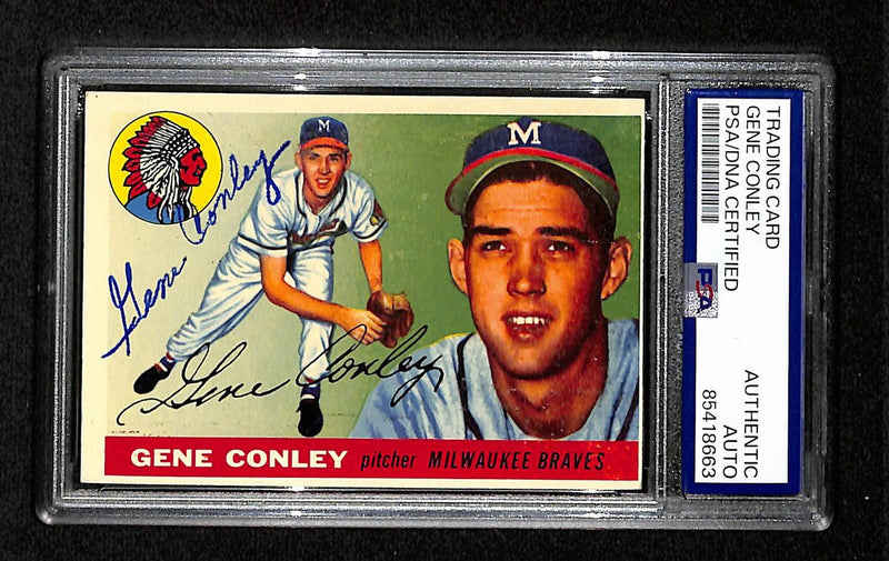 Gene Conley Signed/Auto 1955 Topps Card #81 Milwaukee Braves PSA/DNA 195371